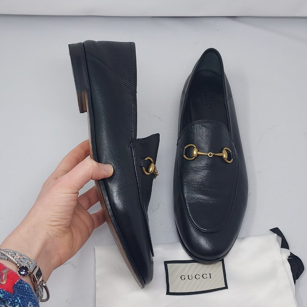 Gucci Jordaan Black Leather Horsebit Loafer - Picture 6 of 9